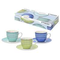 Чашка Tognana 37288 Set cani 6buc, Bahamas cu farfurioare, 3 culori, porțelan