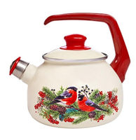 Чайник Metalac 57030 Ceainic emailat Snegiri D20cm, 2.5L, maner bachelit, cu fluier