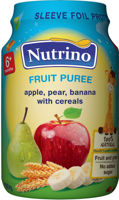 Пюре NUTRINO яблоко, груша и бананом со злаками (6 мес), 190 г