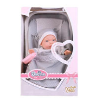 Кукла Essa LD77006F Bonnie cu sunete în pătuț gri, 30 cm