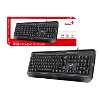 Keyboard Genius KB-118, Classic, Laser-Printed Keycaps, Spill-Resistant, 1.4m, Black, USB