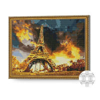 Картина по номерам Art Gallery QB202547 Mozaic cu diamante patrate 40x50cm Turnul Eiffel la apus de soare