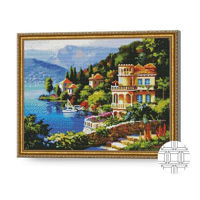 Tablou pe numere Art Gallery QB202199 Mozaic cu diamante patrate 40x50cm Lacul in munti