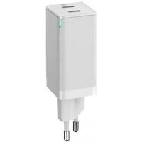 Зарядное устройство сетевое Helmet Wall Charger GaN 2*Type-C 45W 6A, White