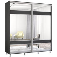 Dulap Mobildor-Lux Aron-P uși glisante din PAL cu oglindă zebra (190x60x240H cm) Anthracite