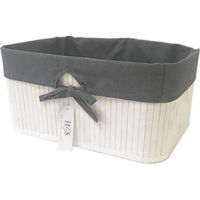 Cutie depozitare Promstore 39600.3 Cos impletit 23.5x13x12cm alb, cu panza neagra