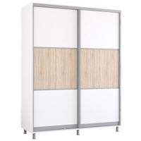 Dulap Mobildor-Lux Aron-S 1.0m-1.8m uși glisante din PAL orizontal (170x60x210H cm) Alb Brilliant