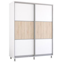 Dulap Mobildor-Lux Aron-S 1.0m-1.8m uși glisante din PAL orizontal (180x60x240H cm) Alb Brilliant
