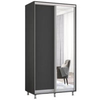 Dulap Mobildor-Lux Aron-P 1.0m-1.8m uși glisante din oglindă și PAL (110x60x200H cm) Anthracite