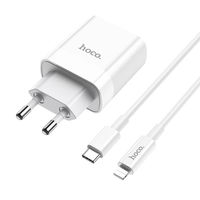 Зарядное устройство Hoco C80A 20W Rapido + Cablu Type-C to Lightning (PD + QC3.0)