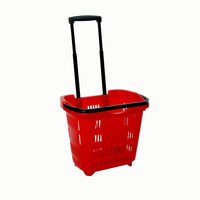 купить Пластиковая корзина на колесах (2 пластиковые ручки) 30L, 475*350*435mm, красный в Кишинёве