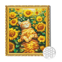 Картина по номерам Art Gallery GA87105 Mozaic cu diamante 40x50cm Motan roscat printre floarea-soarelui