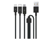 ttec Cable Trio USB to Type-C, Lightning, Micro-USB 2.1A (1.2m), Black