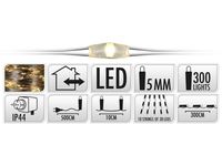 Luminite de Craciun "Turturi" 300MicroLED alb-cald, 3m cablu transparent