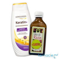 Gerocossen Keratin+ Sampon cu ulei de migdale par degradat 400ml + Ulei Ricin 200ml Hypericum CADOU