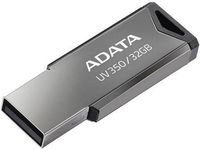 32GB USB3.1 Flash Drive ADATA "UV350", Silver, Metal Case, Slim Capless, Keychain (R/W:60/30MB/s)