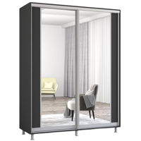 Dulap Mobildor-Lux Aron-S uși glisante din PAL cu oglindă vertical (180x60x200H cm) Anthracite