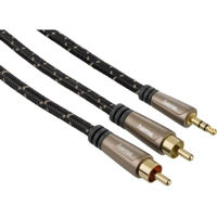 Кабель для AV Hama 123326 Audio Cable, 3.5 mm jack plug - 2 RCA plugs, stereo, metal, gold-pl., 1.5 m