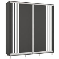 Dulap Mobildor-Lux Aron uși glisante din PAL cu lamele (210x60x230H cm) Anthracite