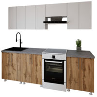 Мебель для кухни Smartex (30022) K1 240cm Alb+Stejar inchis