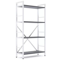 Офисный стеллаж Nex Home Raft metalic Loft 1100x600x240mm, 4 polite PAL, White/Anthracite