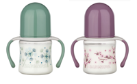 ”Baby-Nova” Biberon din silicon cu gât larg cu mânere,150 ml, 0 - 24 luni, debit lent, fără BPA, cu tetină suplimentară