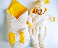 Конвертик PAMPY Yellow+Комбинезон+ шапочка (0-6 месяцев)