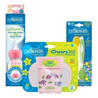 Поильник Dr. Brown's 8586020673865 Set biberon+cana+lingurite Cheer Jungle Roz