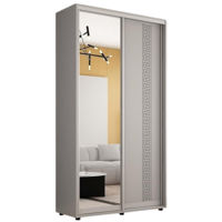 Dulap Mobildor-Lux Compact uși glisante Oglindă + PAL cu ornament grecesc (120x45x210H cm) Grey