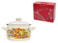 Кастрюля Metalac 57033 Cratita emailata Bostan 16cm, 2.4L, capac din sticla