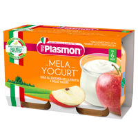 Пюре PLASMON яблоко с йогуртом (6 мес), 2x120 г