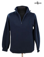 Pulover tricotat cu guler înalt cu fermoar albastru