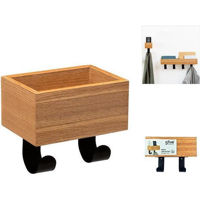 Полка для ванной 5five 50174 Корзина настенная бамбук 20x15x10cm и 2 крючка