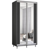 Dulap Mobildor-Lux Aron-P uși glisante din PAL cu oglindă vertical (100x60x200H cm) Anthracite