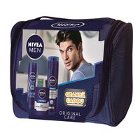 SET NIVEA Men Original Bag (Balsam dupa ras Original, 100ml+Gel de ras Original, 200ml+Deodorant spray Fresh, 150ml)