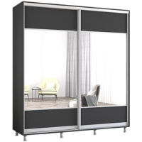 Dulap Mobildor-Lux Aron cu uși glisante cu oglindă orizontal (190x60x230H cm) Anthracite