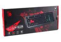 Gaming Keyboard Bloody B120N, Multimedia Hot-Keys, Neon Glare, Game Mode, Water-Resistant, Black,USB
