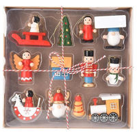 Новогодний декор Promstore 54230 Set decoratiuni de Craciun din lemn, 20x20cm, 12buc