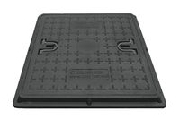 Люк квадратный с рамой композитный 500x500 мм / 2 т (черный) (H=40 мм, 18.5 кг)