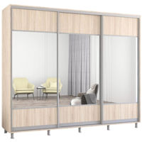 Dulap Mobildor-Lux Aron uși glisante din PAL cu oglindă orizontal (260x60x200H cm) Sonoma