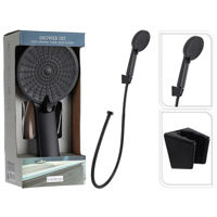 Набор для душа Promstore 49686 Set dus Bathroom negru: para, furtun 1.5m, suport pentru para