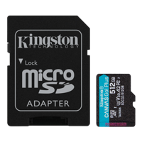 512GB MicroSD (Class 10) UHS-I (U3) +SD adapter, Kingston Canvas Go! Plus "SDCG3/512GB" (170/90MB/s)