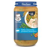 Piure Gerber pește cu morcov, mazăre și găluște (12+ luni) 250 g