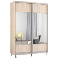 Dulap Mobildor-Lux Aron cu uși glisante cu oglindă orizontal (160x60x230H cm) Sonoma