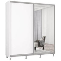 Шкаф Mobildor-Lux Арон с раздвижными дверцами из зеркала и ДСП (190x60x210H см) Brilliant White