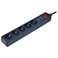 Filtru electric Gembird 5 Sockets 1.5m, SPG5-C-5 5-outlets, Black