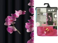Шторка для душа 180X200cm MSV "орхидея" черн-розовая, полиэс