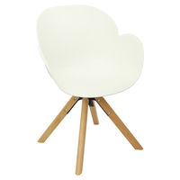купить Белый пластиковый стул с деревянными ножками и опорой из хромированной стали в Кишинёве