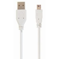 Cable Mini USB2.0,  Mini B - AM, 0.9 m,  WHITE, Cablexpert, CC-USB2-AM5P-3