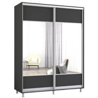 Dulap Mobildor-Lux Aron-S uși glisante din PAL cu oglindă orizontal (160x60x210H cm) Anthracite